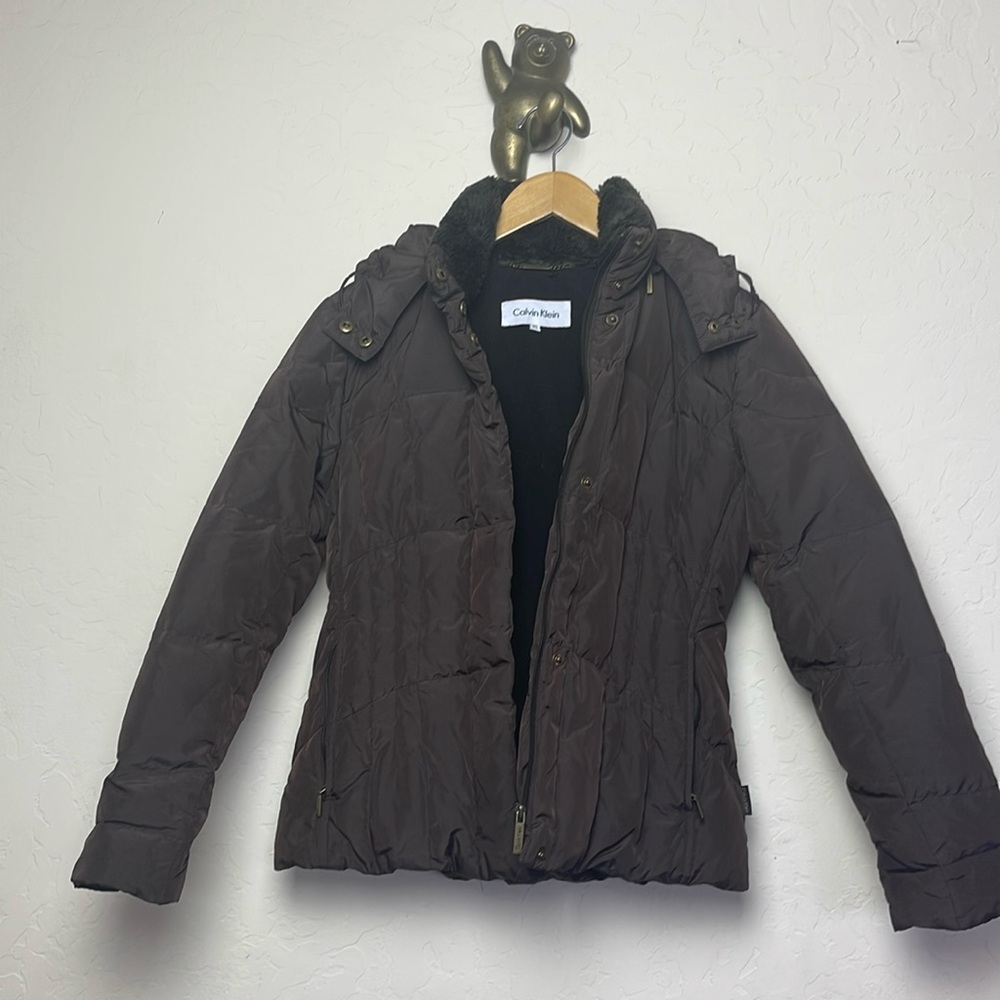 Calvin Klein Brown puffer jacket brown size xs women’s